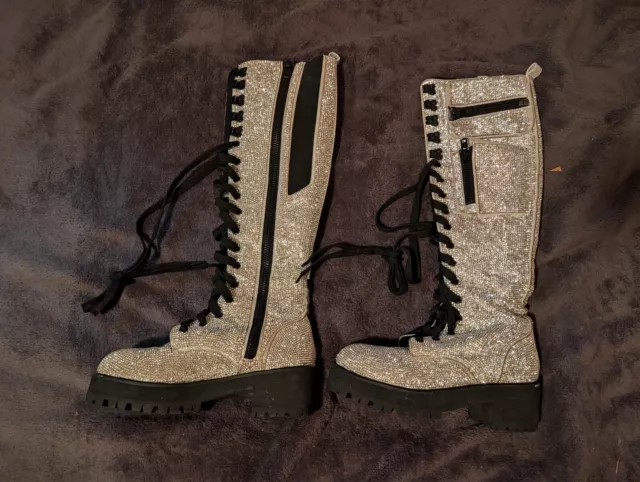 Icy bling brigade pocket combat boots online