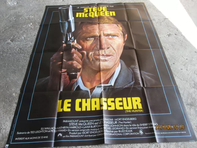 LE CHASSEUR  Steve McQUEEN  Affiche cinéma originale f:120/160 pliée année 1980