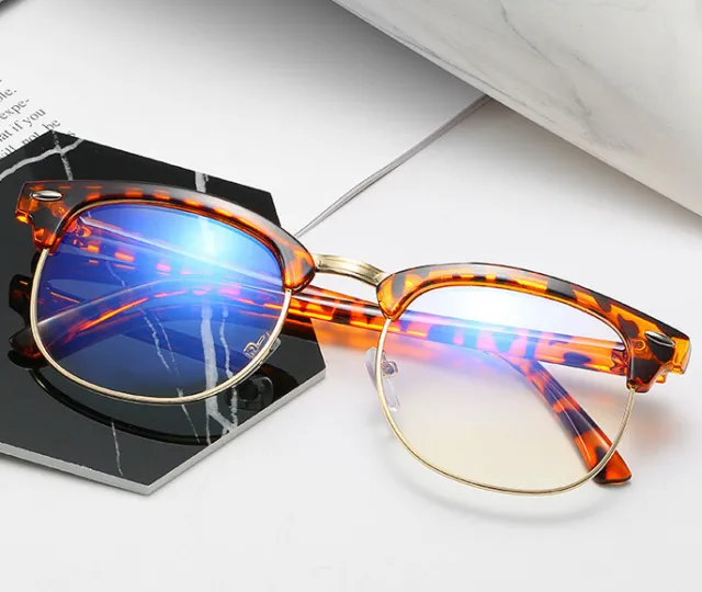 Retro Half Metal Rivets Frame Nearsighted Minus Distance Myopia Glasses~-0.5~6.0