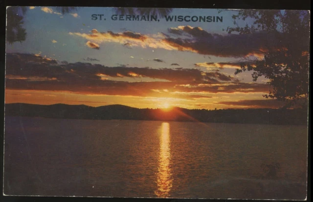 ST GERMAIN WI Wisconsin sunset Postcard Mike Roberts production lake