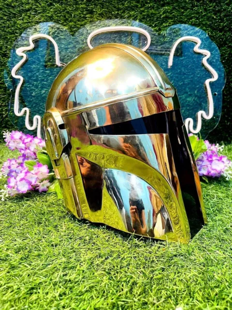 Mandalorian Helmet Star Wars Wearable Boba fett Helmet Collectible Gold Edition.