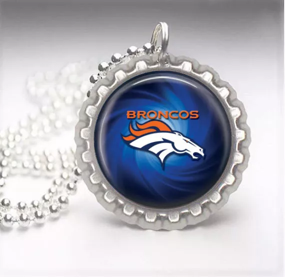 Denver Broncos Silver Bottle Cap Pendant Necklace