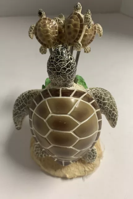 Resin Turtle Tortoise Cocktail Forks and Holder 4.5" Tall Unusual Hard to Find