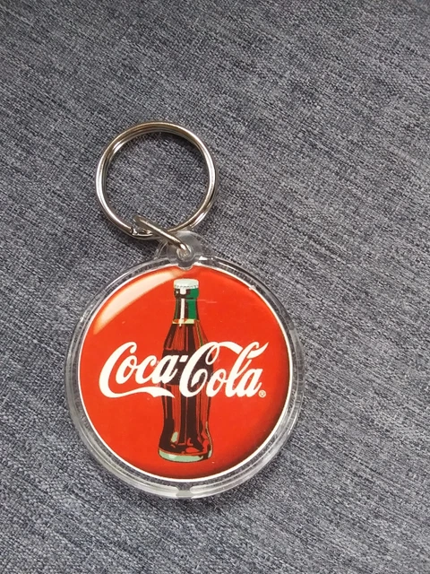 Vintage Retro Coke Coca Cola Bottle Round Acrylic Metal Silver Keychain Charm