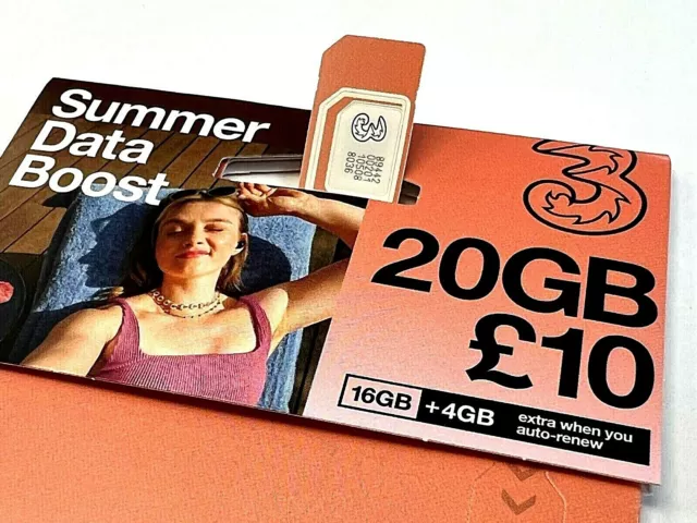 Three SIM Card 4G PAYG Nano / Micro / Standard TRIO Pay As You Go 3 Combi SIM UK