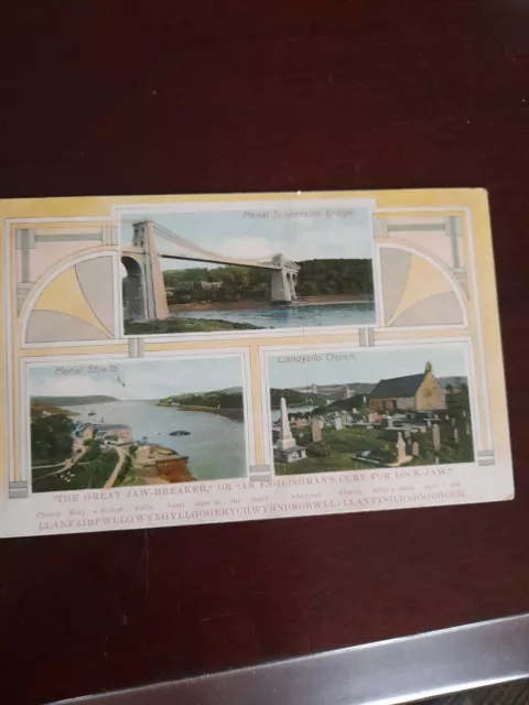 Old Postcard Menai Suspension Bridge Multiview