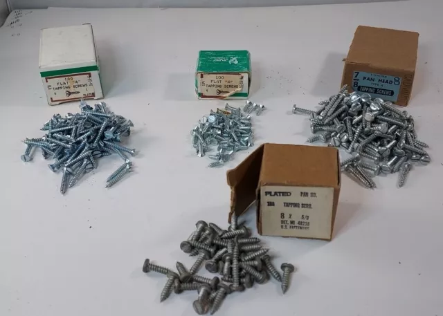 Vtg Lot TAPPING SCREWS 100 1 Gross Pan Head Cadmium Type A Flat 1/2 7/8 5/8