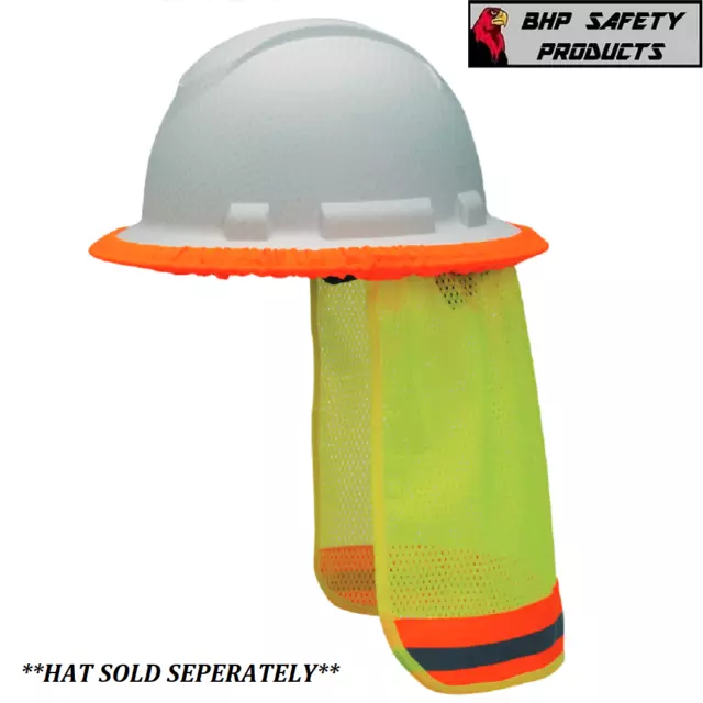 Safety Hard Hat Neck Shield Helmet Sun Shade Hi Vis Reflective Stripe Pyramex