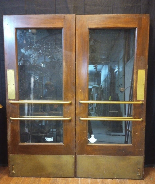 Pair of 3/4 Glass Exterior Doors Includes Brass Hardware 35 3/4" x 82 1/2"
