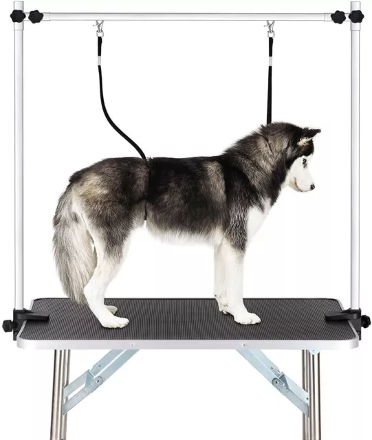 36" Portable Dog Cat Pet Grooming Table Arm Noose Mesh Tray Durable Big Dog Use