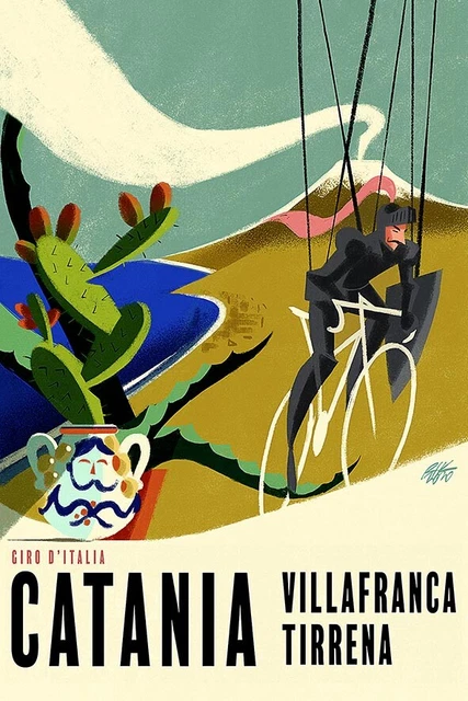 POSTER MANIFESTO LOCANDINA Pubblicità Stampa Vintage Ciclismo Catania Sicilia EUR 18,00 - IT