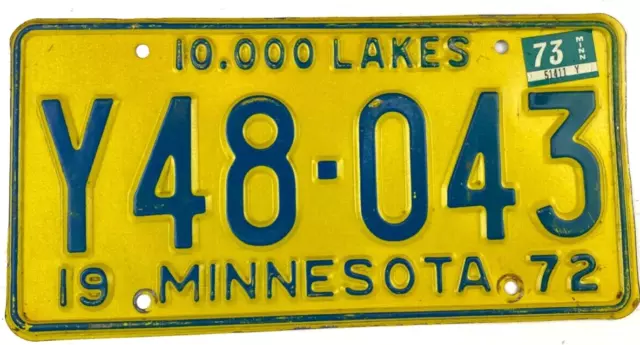 Vintage Minnesota 1973 License Plate Man Cave Garage Wall Decor Collector Gift