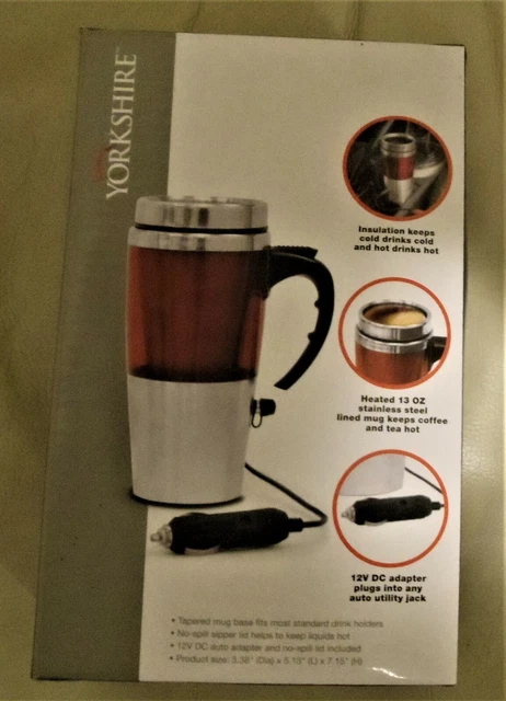Yorkshire 13oz Stainless Steel Heated Travel Mug with 12V DC Car Adapter 2