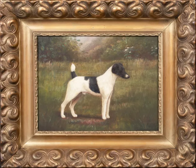 19th Century English Dog Portrait Black & White jack Russell Terrier CROWTHER