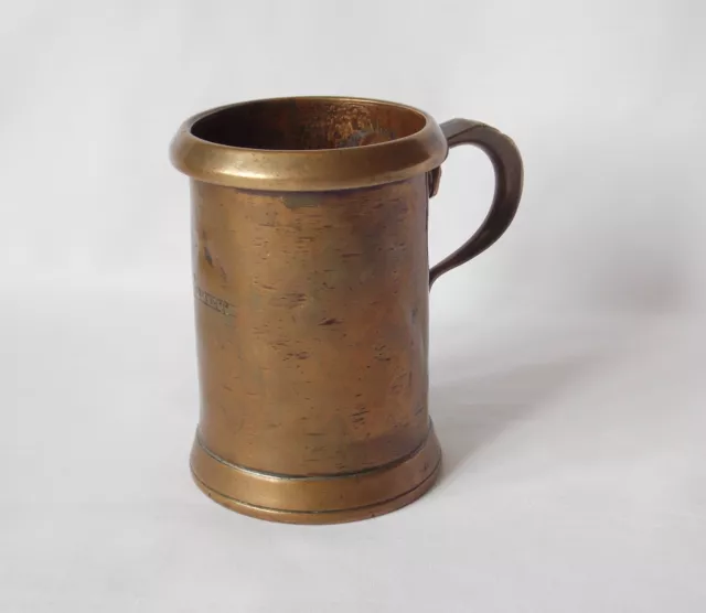 Antique Tankard 1/2 Pint. Gun, Bell Metal Hand Made. Copper Rivets. Mark To Base