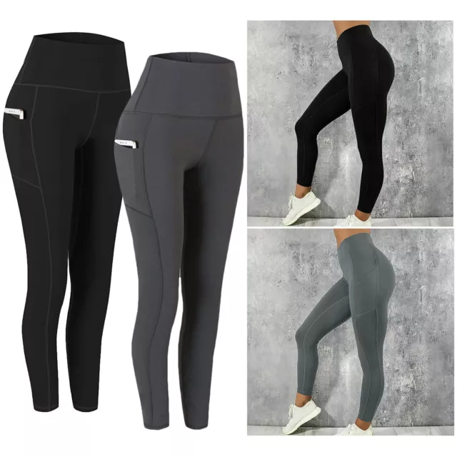 Leggings for Women Gym Yoga Pants with Pockets High Waist Workout Running Sports