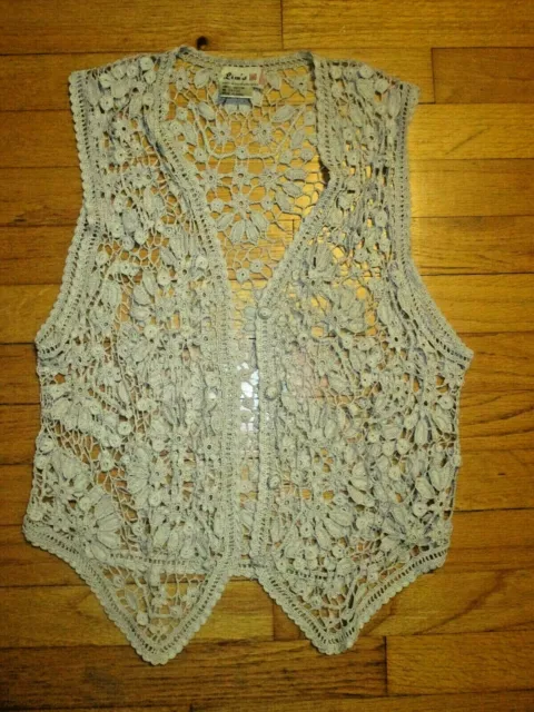 Vintage Lim's Crochet Beige Cotton Vest One Size ??