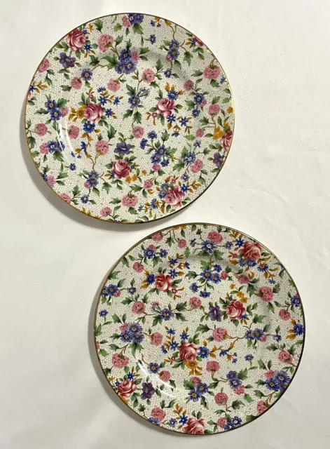 2 Vtg Royal Winton Grimwades Ivory Old Cottage Chintz Bread Butter Plates 6 3/8"
