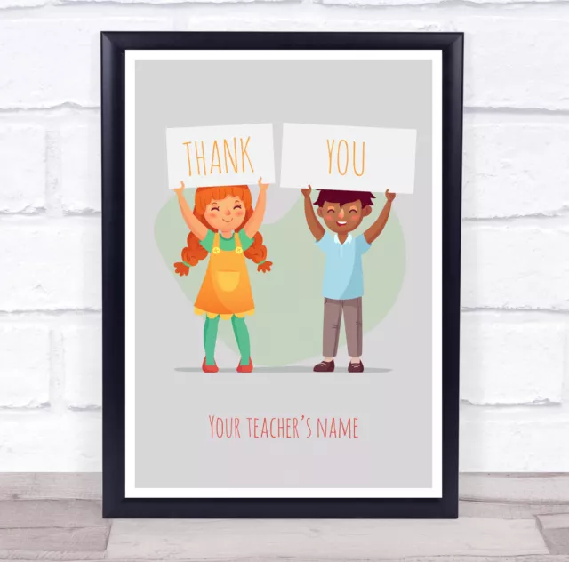 Best Teacher Thank You Colourful Children Kids Personalised Wall Art Print