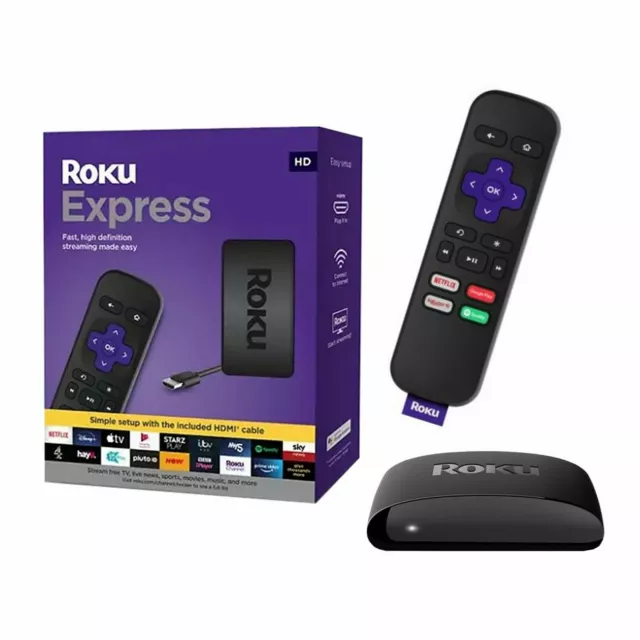 Roku 3930EU Express HD Streaming Media Player - Black - Brand New