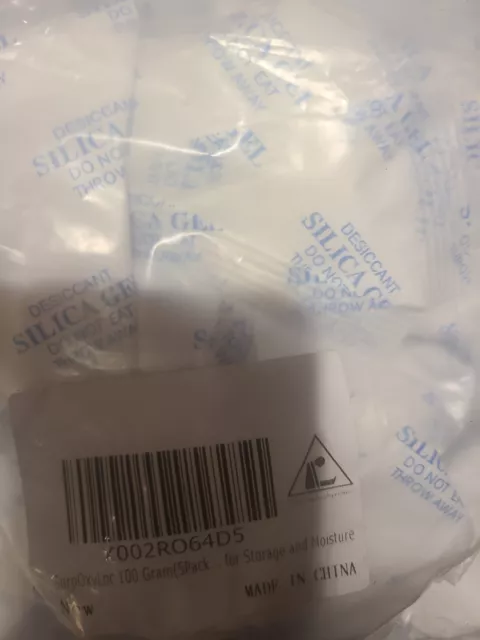 100 Gram 5 count Silica Gel Packets Food Grade Dessicant Packs Chloride Free