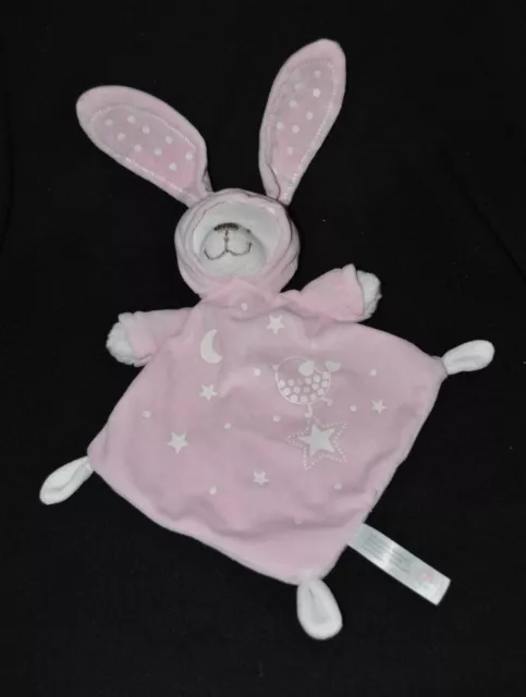 Peluche doudou ours deguisé lapin rose plat NICOTOY lune étoile luminescent TTBE