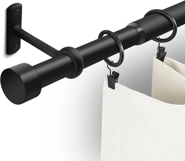 Gogrinliv 1 Inch Curtain Rods for Windows 32 to 86 Inch Black Rustic Curtain Rod