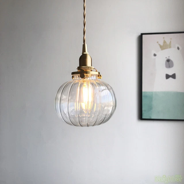 French style Brass Glass Pendant light LED Ceiling lamp Home Hanging chandelier