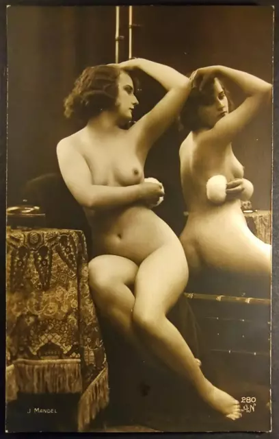 RPPC French nude woman Original Julien Mandel Photo A.Noyer old c1910-20s photo.