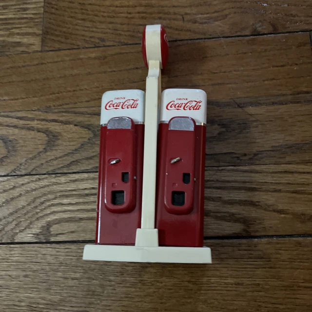 Vintage 1993 Coca-Cola Salt & Pepper Shakers w/ Stand Vending Have a Coke