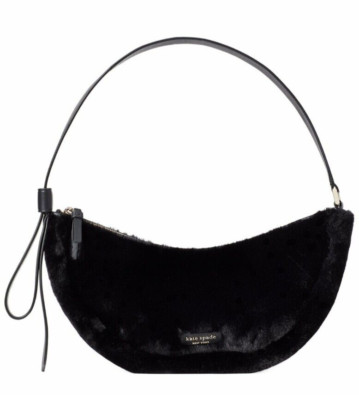 kate spade- SMILE Small Faux Fur Shoulder Bag- Black- NWT- $198