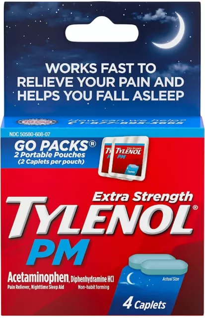 Tylenol PM Extra Strength Go Packs 2 Portable Pouches (2 caplets per pouch)