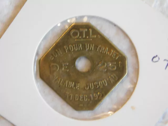 JETON 25 centimes OTL (La compagnie des Omnibus et Tramway de Lyon) (1152)