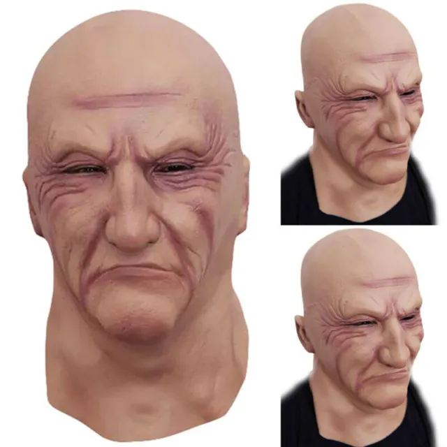 Realistic Latex Old Man Face Mask Halloween Disguise Fancy Dress Cosplay Horror