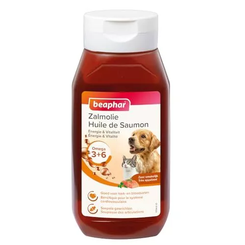 BEAPHAR  Huile de saumon pour chien et chat  Complément alimentaire  Omega 3