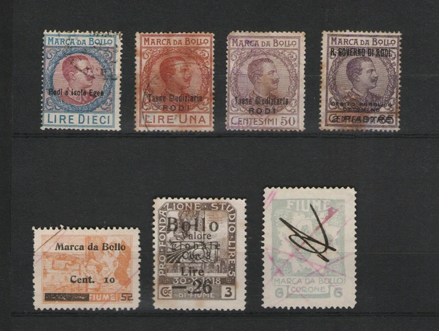 Italy - Revenues Fiume Marche Da Bollo- 1919/26  Marche Fiume -Egeo