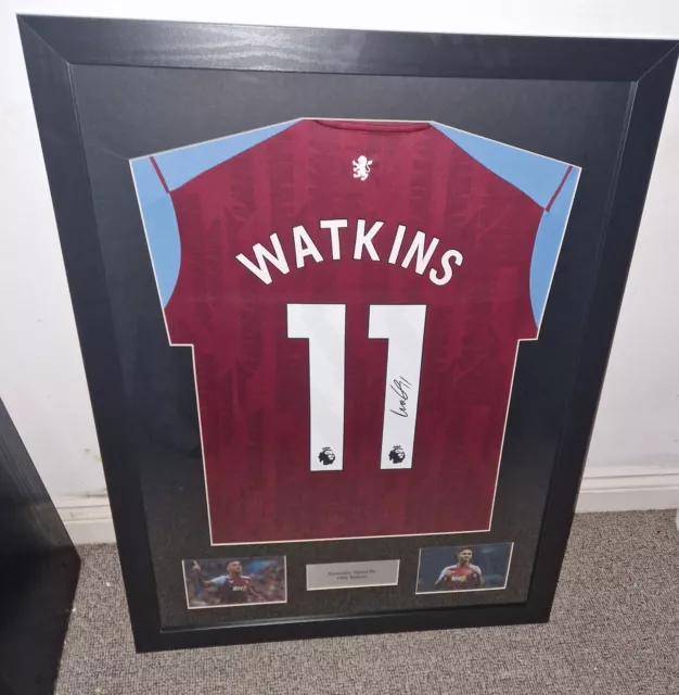 Hand Signed Framed Ollie Watkins #11 Aston Villa Home Shirt + COA