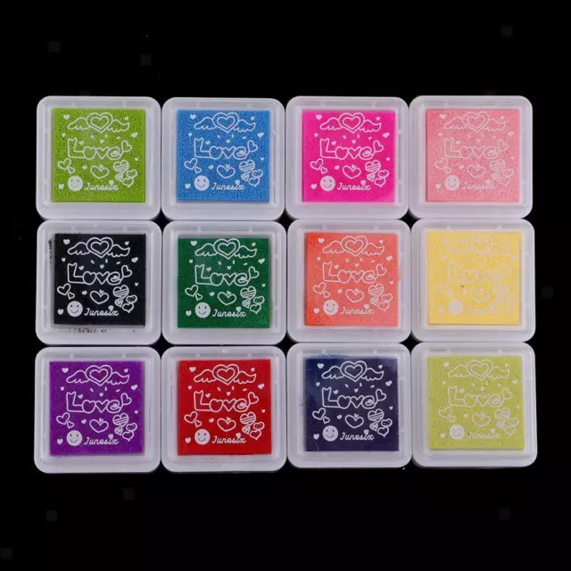 12 Colors Card Making Scrapbooking DIY Ink Pad Stamp For Kids Finger Painting