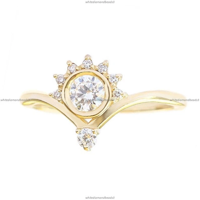 Bague Fiançailles Citrine Or Jaune 14k - Style Rétro Art Déco - Taille 6.25 - Bijou Ancien Occasion