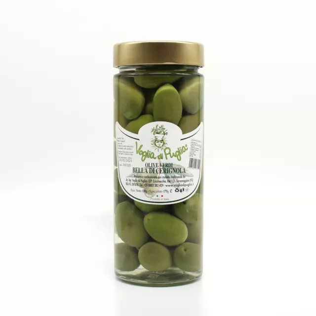Olive Verdi Giganti Bella Di Cerignola Oliva da Tavola da 330 grammi  Voglia Di