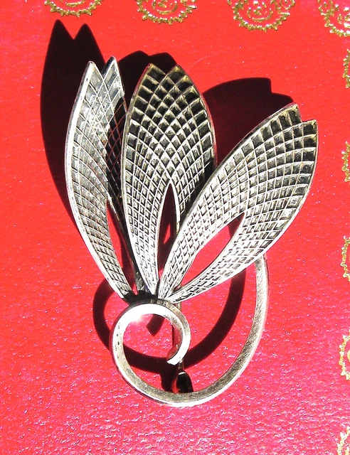 Broche Ancienne Argent 835 De Karl Hohmann - Motif 3 Feuilles Art Nouveau, Pforzheim
