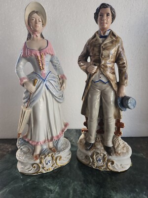 CAPODIMONTE PORCELAIN STATUES Figurines Man and Woman Pair. $55.00