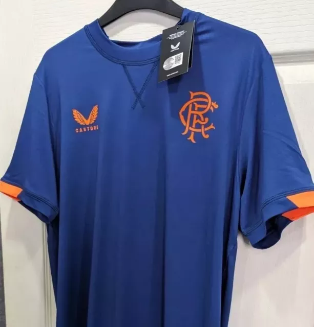 Glasgow Rangers FC Castore mens large blue orange training shirt top RRP £42