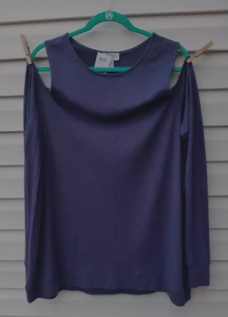 Anybody Loungewear Navy Brushed Hacci Cold Shoulder Top ~ L