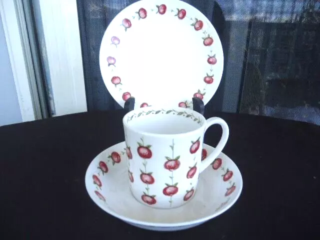 vintage susie cooper trio tea cup & saucer plate set apple gay bone china