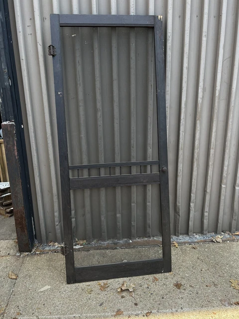 vintage classic victorian style screen door 83.5 x 35” old varnish & screen