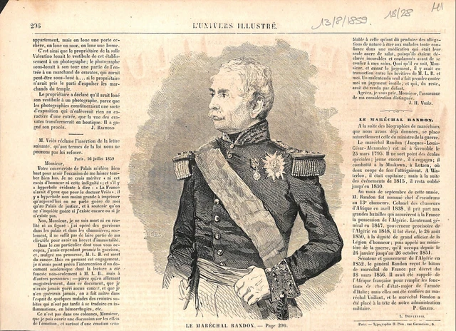 GENERAL JACQUES LOUIS Randon Marshal of the Empire Napoleon / Waterloo ...