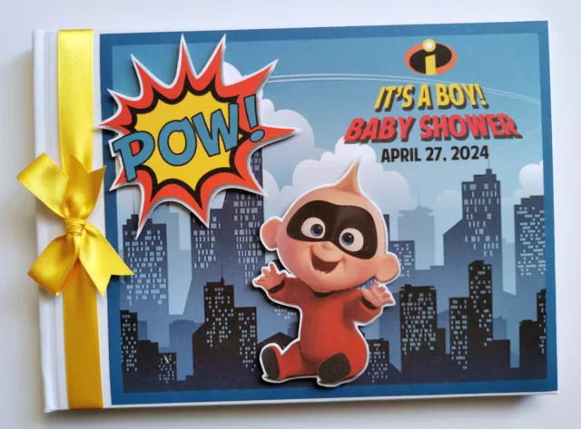 The Incredibles birthday guest book, superhero birthday guest book, gift