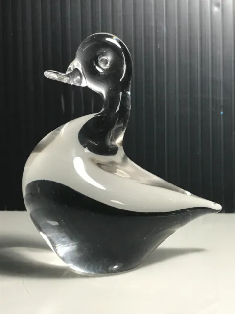 Wedgwood Studio Clear Duck Bird Art Glass Paperweight Ornament