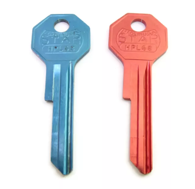 2-pcs Y150 ; Y152 ; Y146 RED BLUE Anodized Aluminum Key Blanks STAR #HPL68